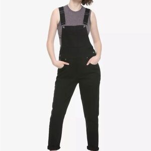 Hot Topic Black Denim Overalls Medium AltGrunge Goth Streetwear Adjustable Strap
